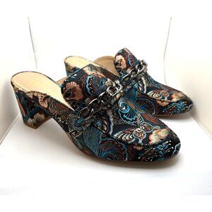 Enzo Angiolini Gilian Paisley Brocade Mules Women's Size 8